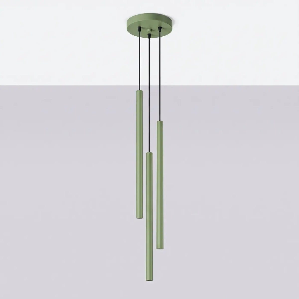 Suspension à tubes fins colorés, de 1 à 5 lumières, 18 teintes, sauge