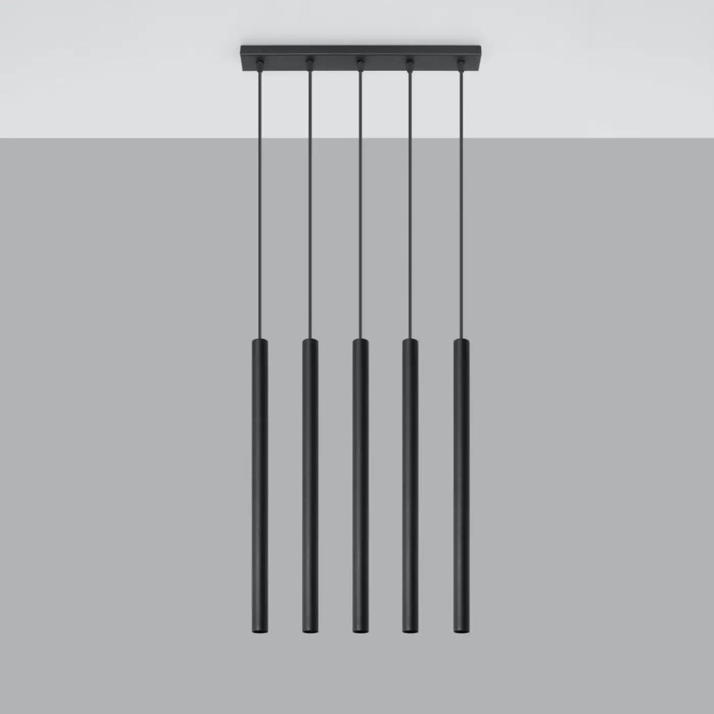 Suspension à tubes fins colorés, de 1 à 5 lumières, 18 teintes, noir