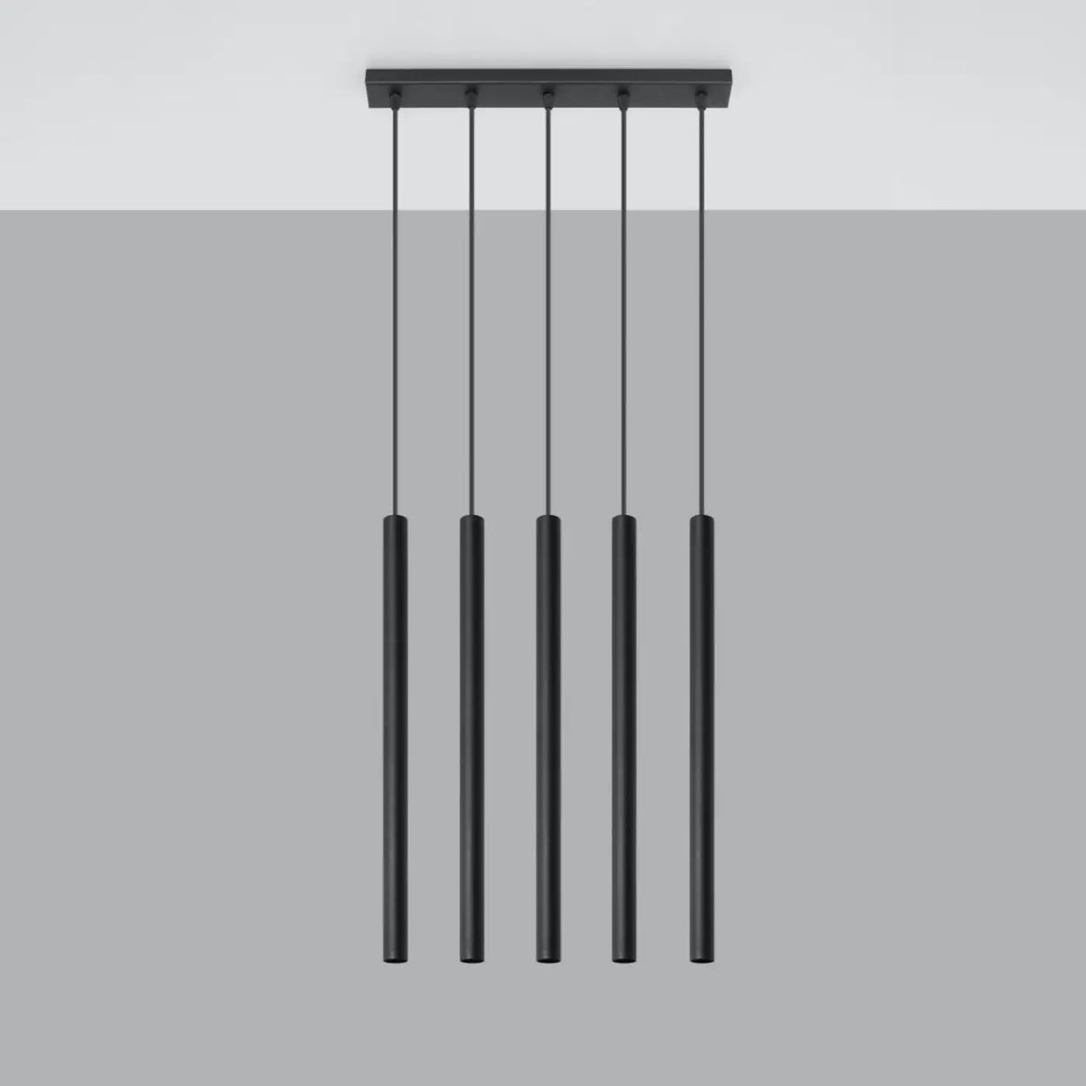 Suspension à tubes fins colorés, de 1 à 5 lumières, 18 teintes, noir