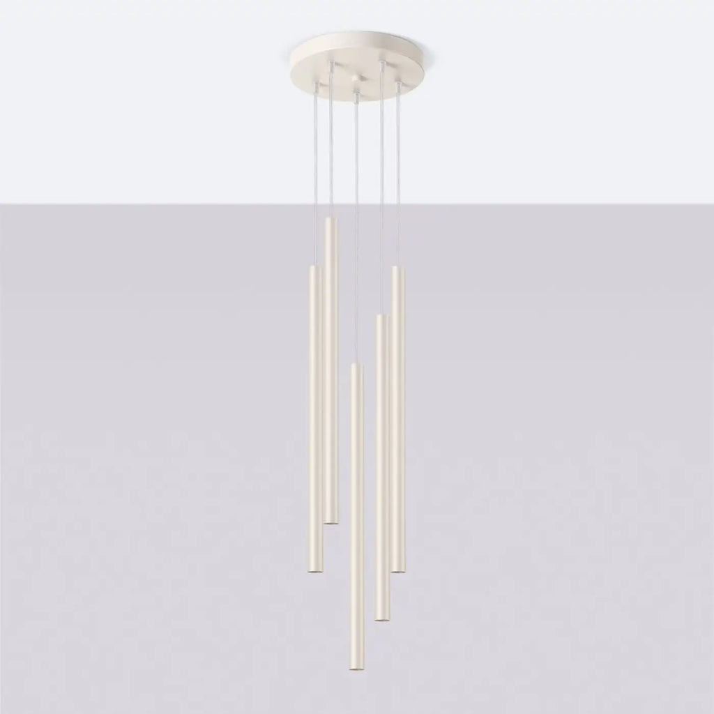 Suspension à tubes fins colorés, de 1 à 5 lumières, 18 teintes, beige