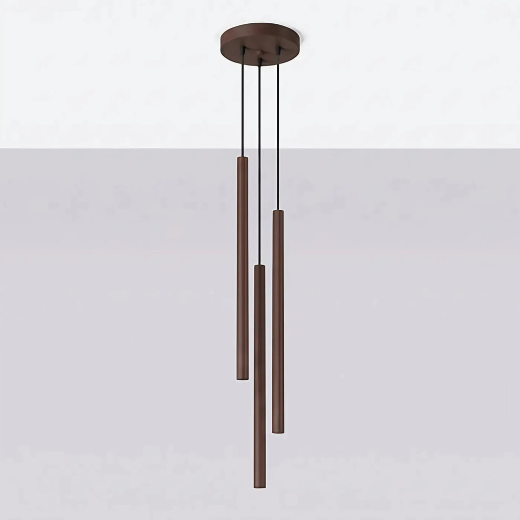Suspension à tubes fins colorés, de 1 à 5 lumières, 18 teintes, marron
