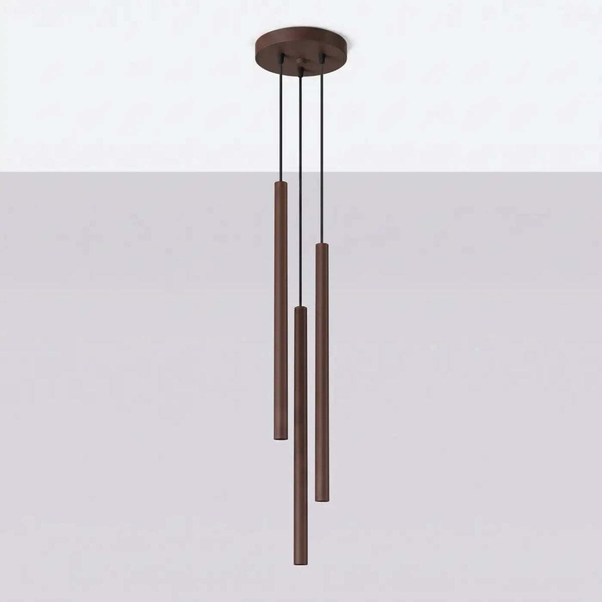 Suspension à tubes fins colorés, de 1 à 5 lumières, 18 teintes, marron