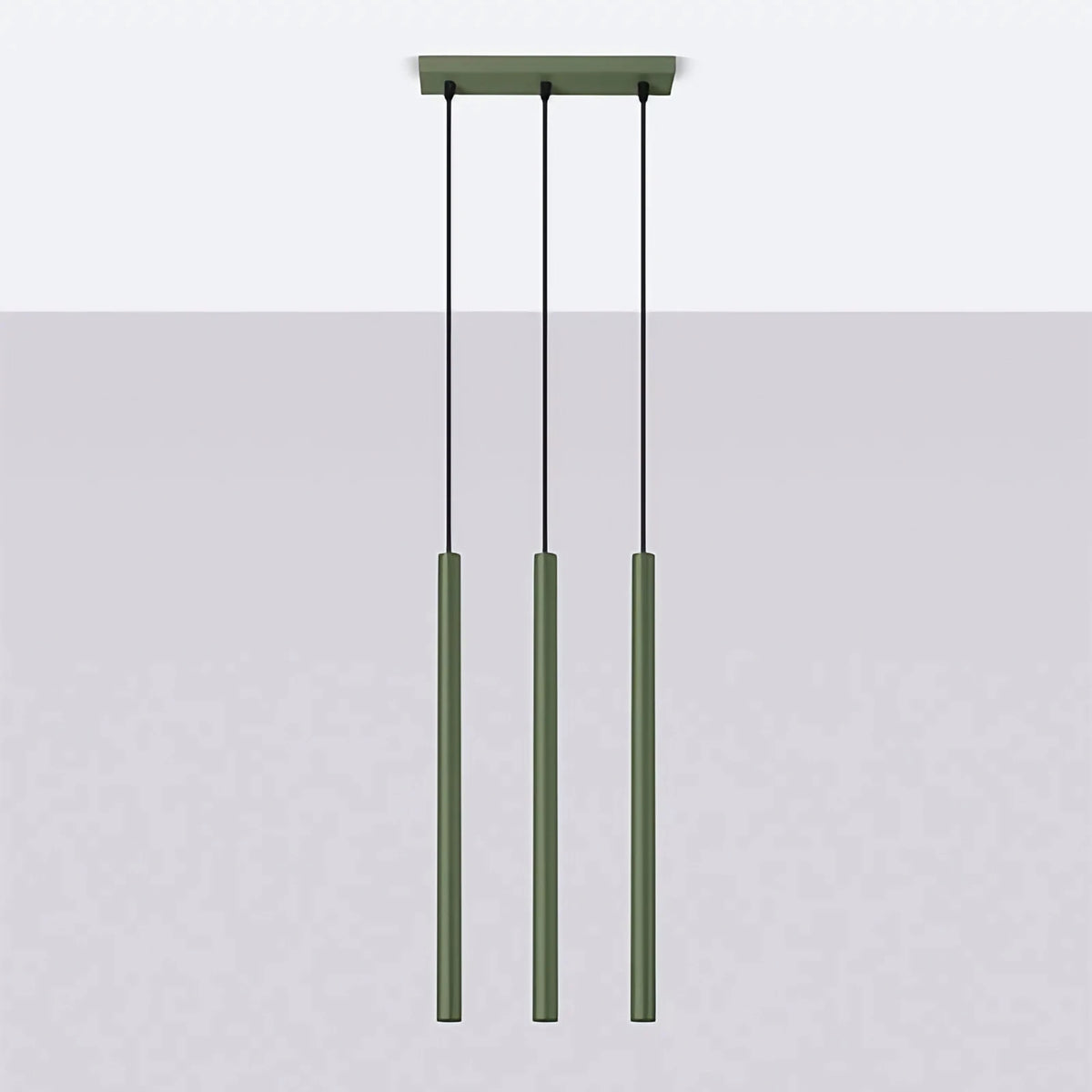 Suspension à tubes fins colorés, de 1 à 5 lumières, 18 teintes, vert olive
