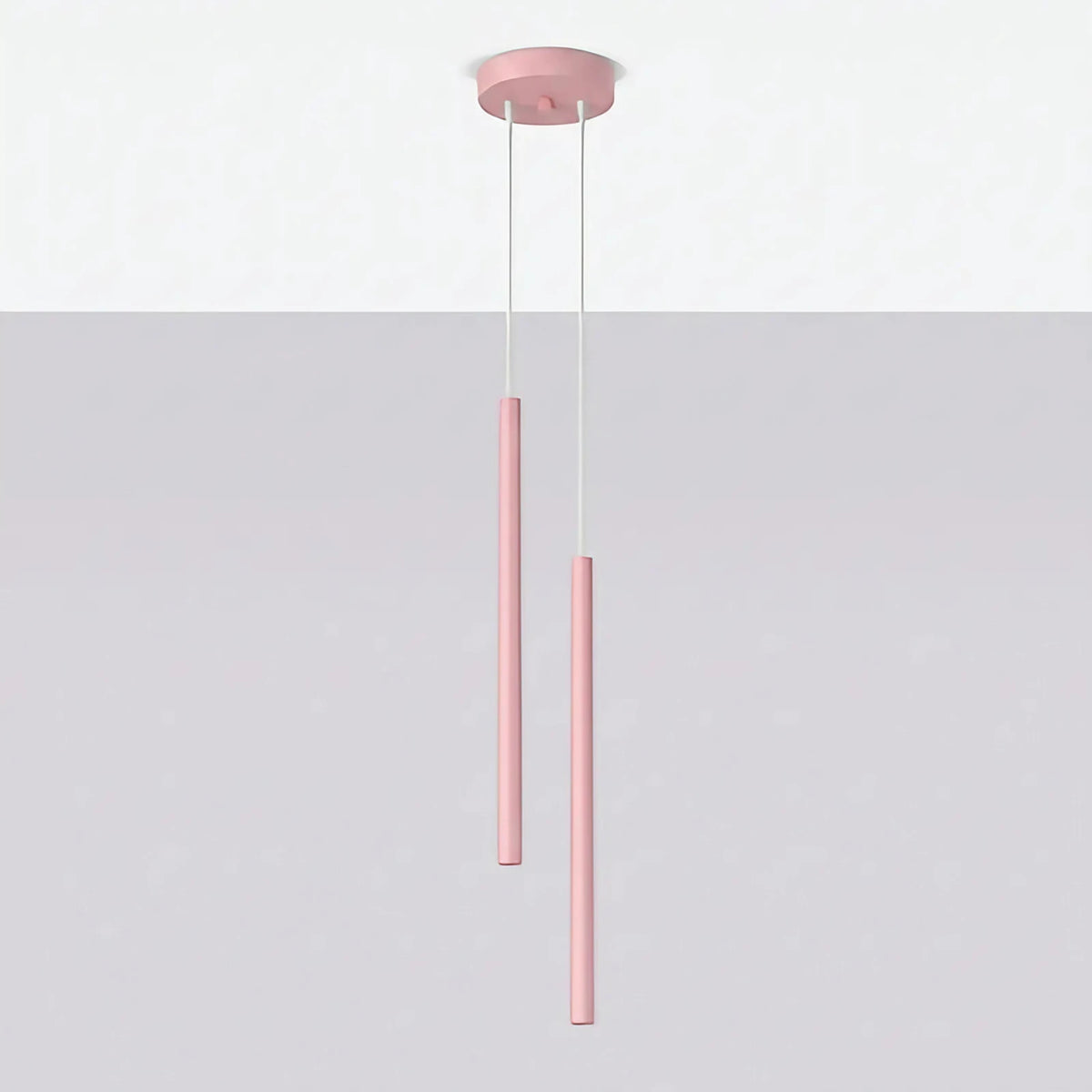 Suspension à tubes fins colorés, de 1 à 5 lumières, 18 teintes, rose