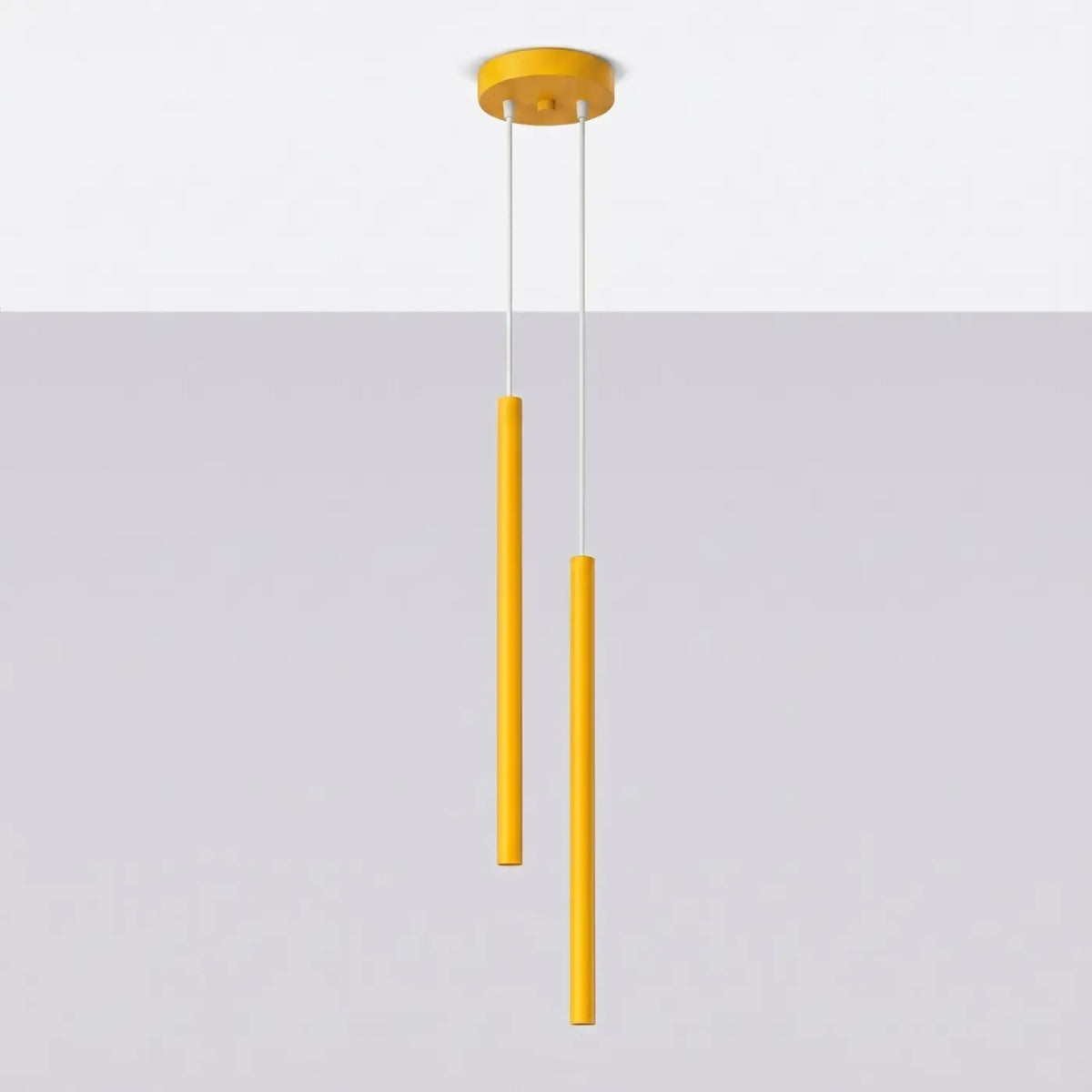Suspension à tubes fins colorés, de 1 à 5 lumières, 18 teintes, jaune