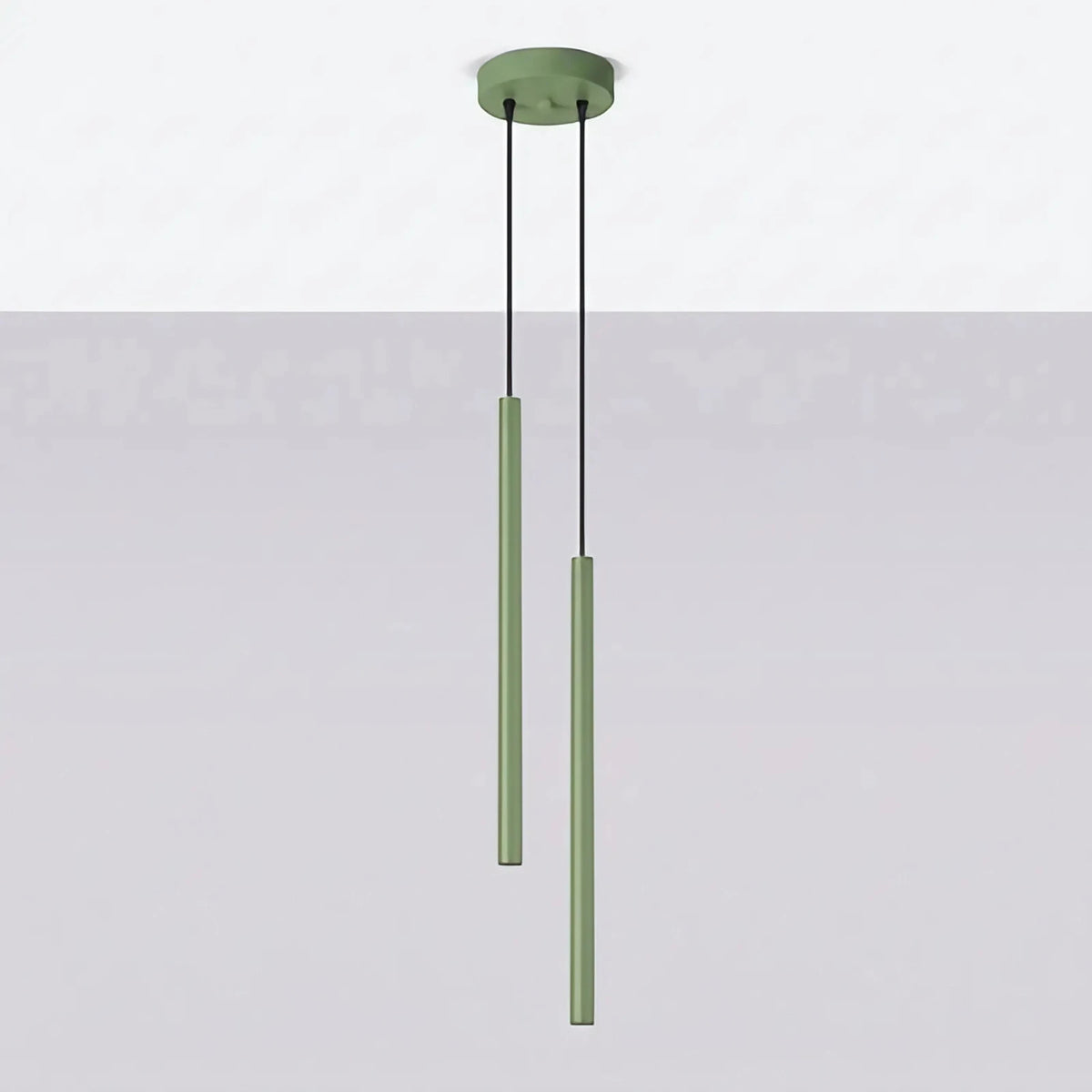 Suspension à tubes fins colorés, de 1 à 5 lumières, 18 teintes, sauge