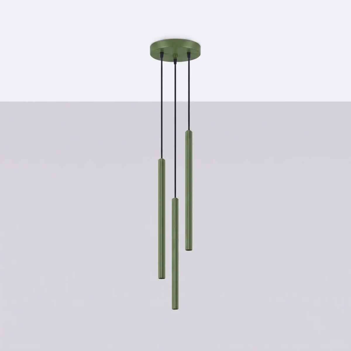 Suspension tube fin vertical en acier, 1, 2 ou 3 tubes, vert olive