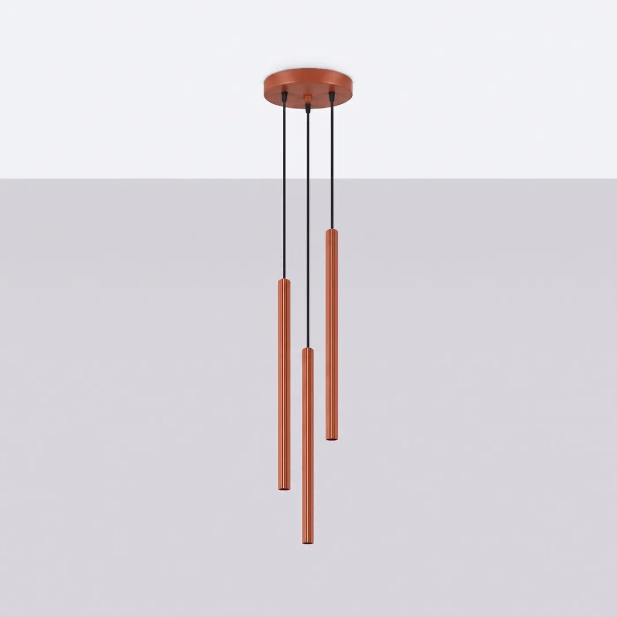 Suspension tube fin vertical en acier, 1, 2 ou 3 tubes, rouge ocre