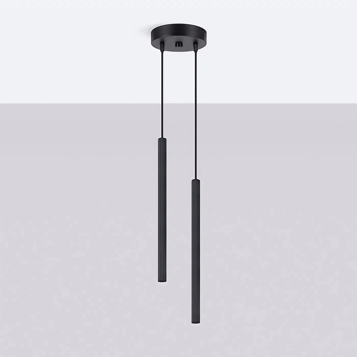 Suspension tube fin vertical en acier, 1, 2 ou 3 tubes, noir