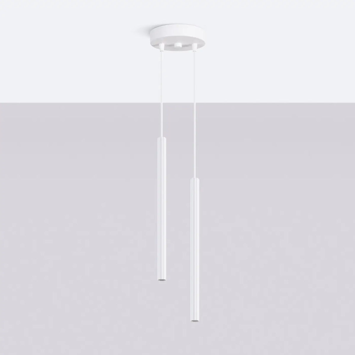 Suspension tube fin vertical en acier, 1, 2 ou 3 tubes, blanc