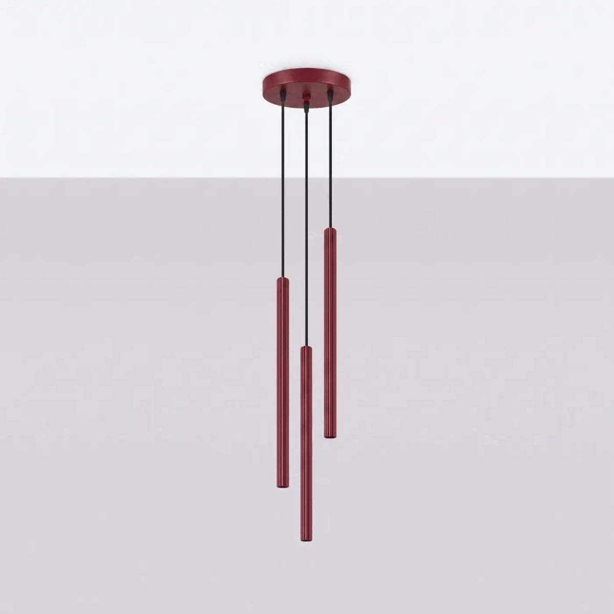Suspension tube fin vertical en acier, 1, 2 ou 3 tubes, bordeaux