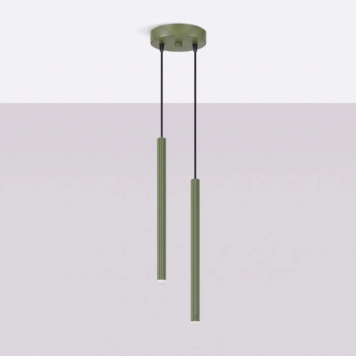 Suspension tube fin vertical en acier, 1, 2 ou 3 tubes, vert olive