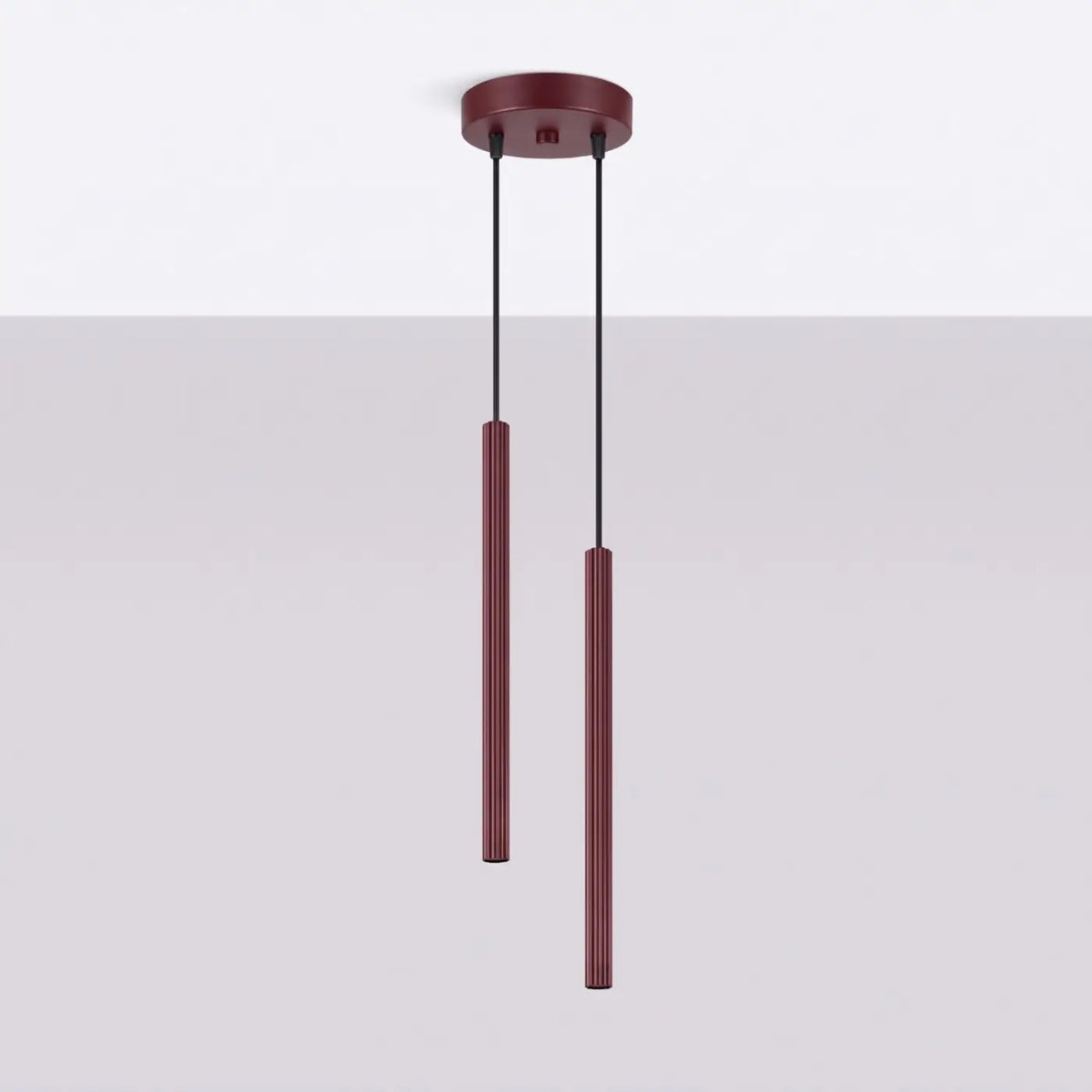 Suspension tube fin vertical en acier, 1, 2 ou 3 tubes, bordeaux