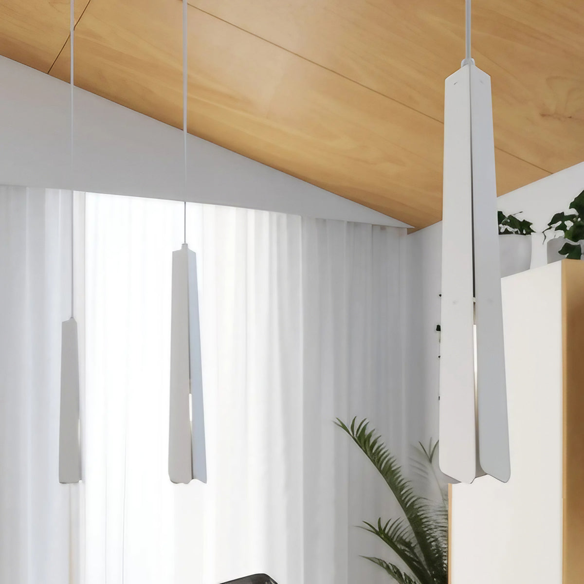 Suspension prisme en acier élancé, 1 ou 3 lumières, blanc ou noir