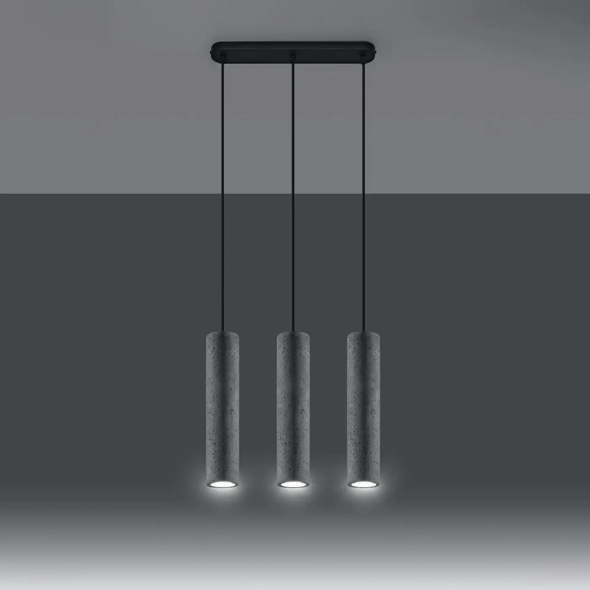 Suspension tube en béton gris clair, 1 à 3 sources GU10