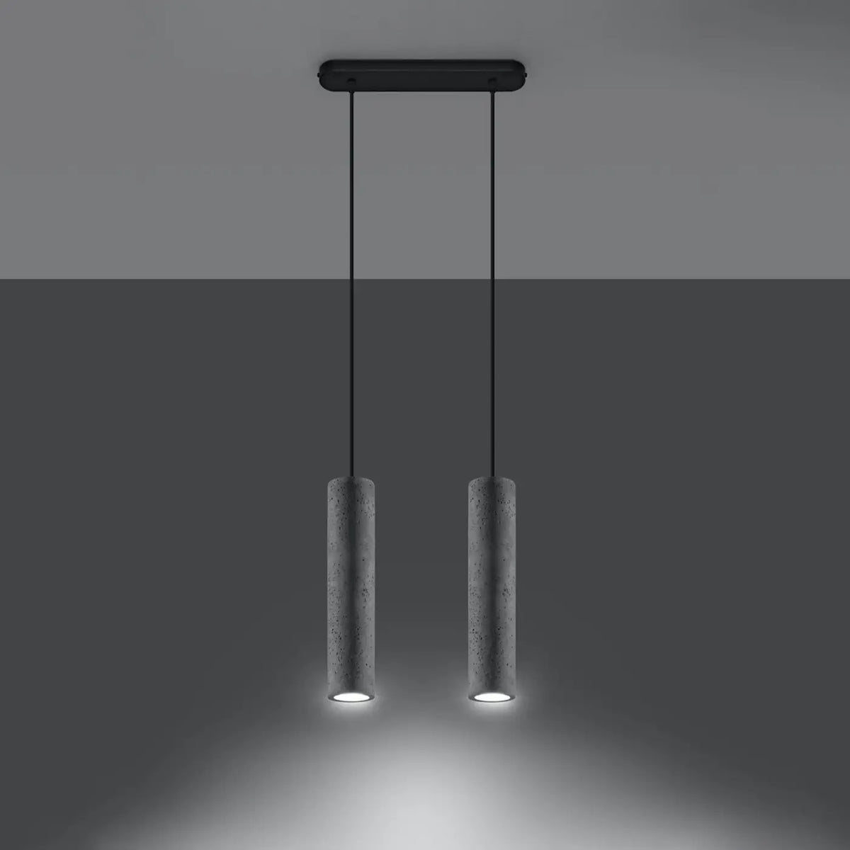 Suspension tube en béton gris clair, 1 à 3 sources GU10