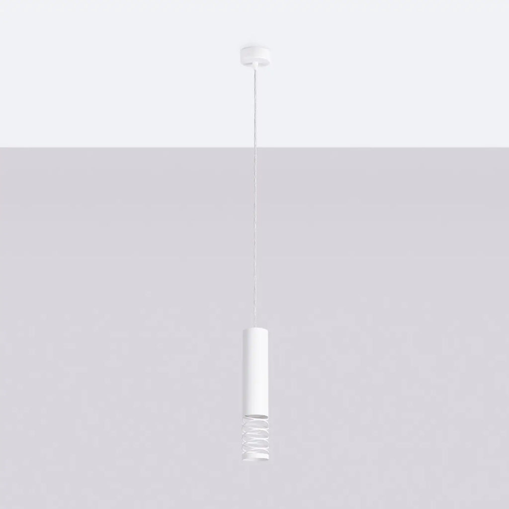 Suspension tube en acier blanc ajouré d'une spirale, GU10