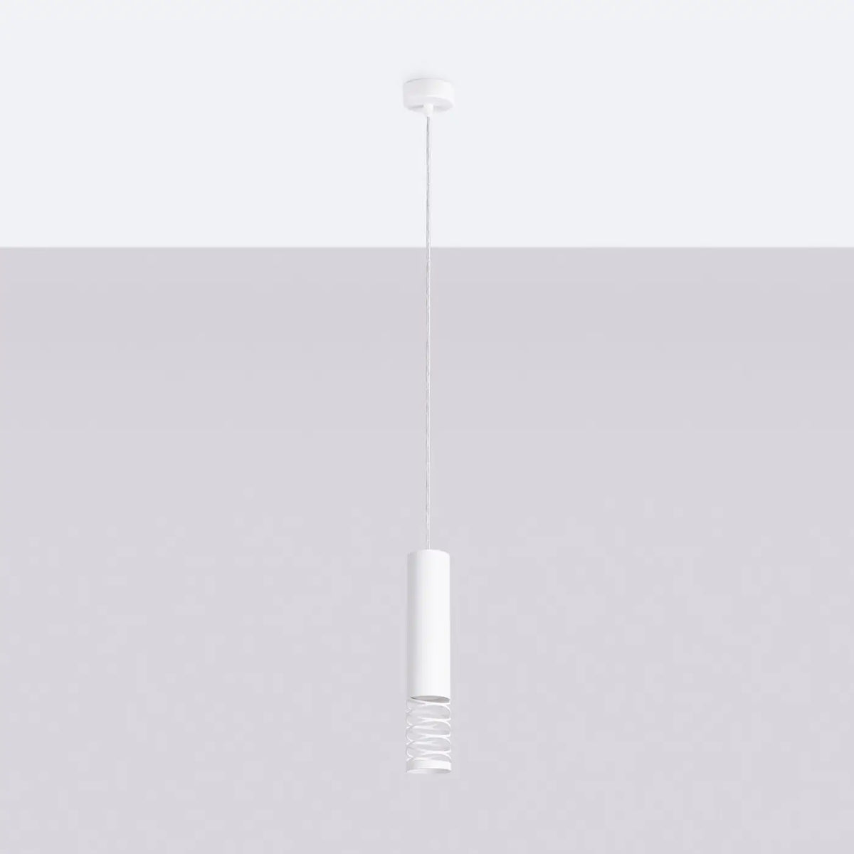 Suspension tube en acier blanc ajouré d'une spirale, GU10