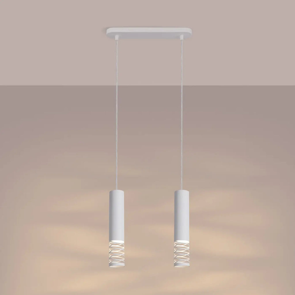 Suspension tube en acier blanc ajouré d'une spirale, GU10
