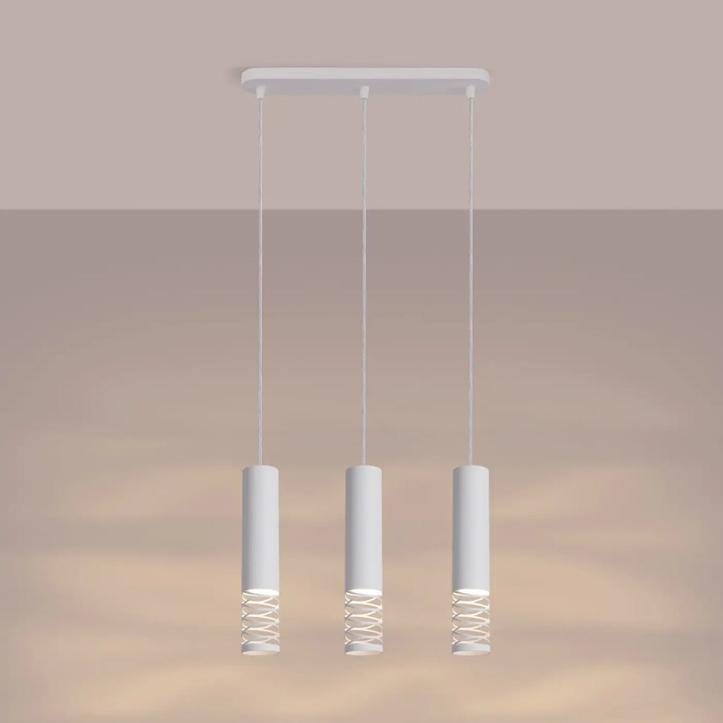 Suspension tube en acier blanc ajouré d'une spirale, GU10