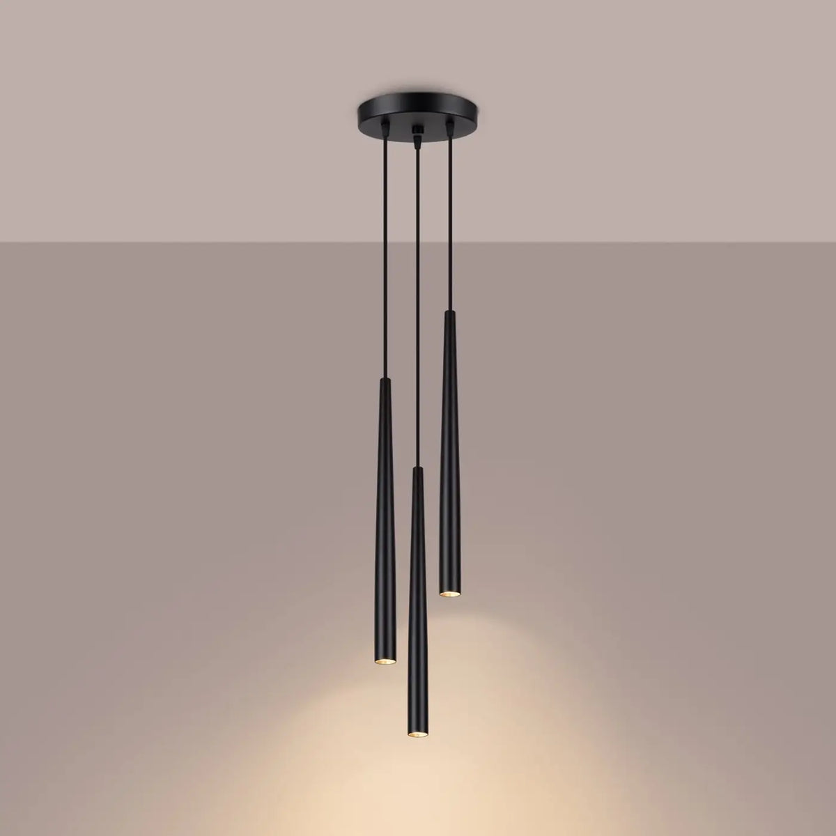 Suspension tube en acier noir mat, 1 ou 3 lumières G9