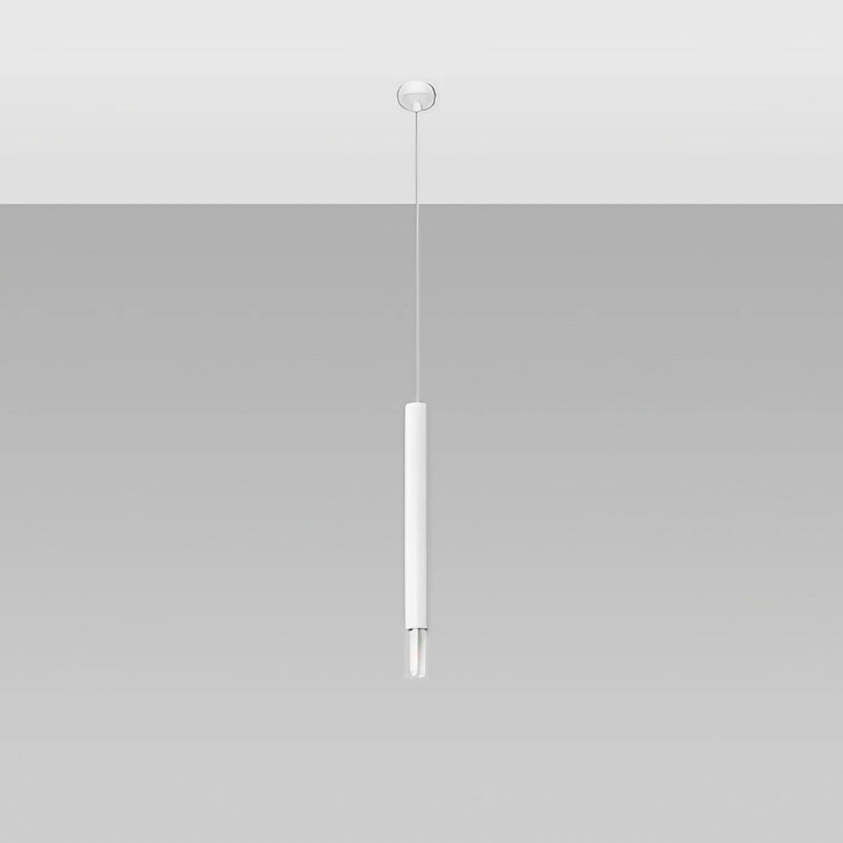 Suspension tube fin en acier à embout de verre, 1 à 3 lumières, blanc