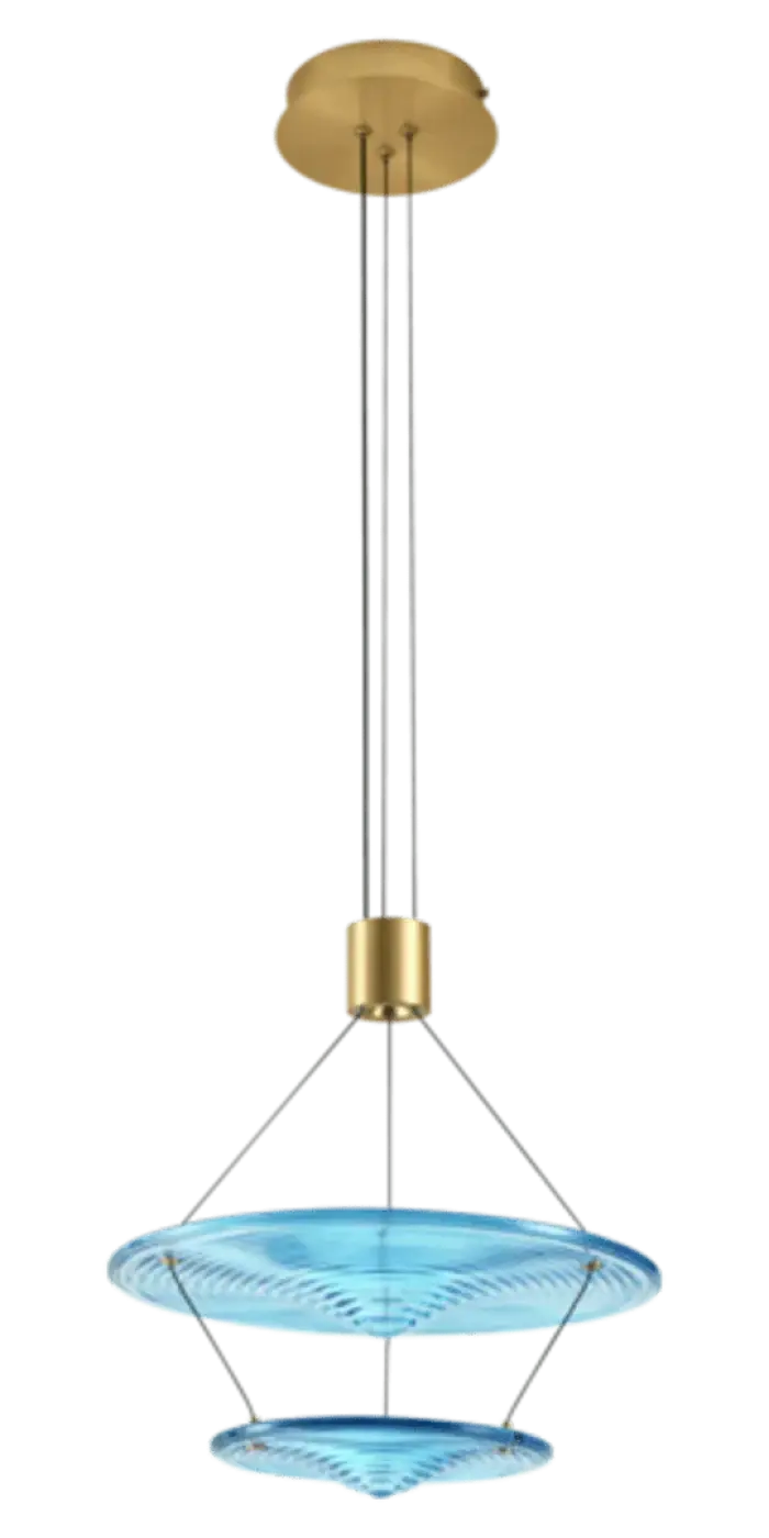 Suspension LED goutte d'eau en verre soufflé, 38 cm, 930 lumens, bleu