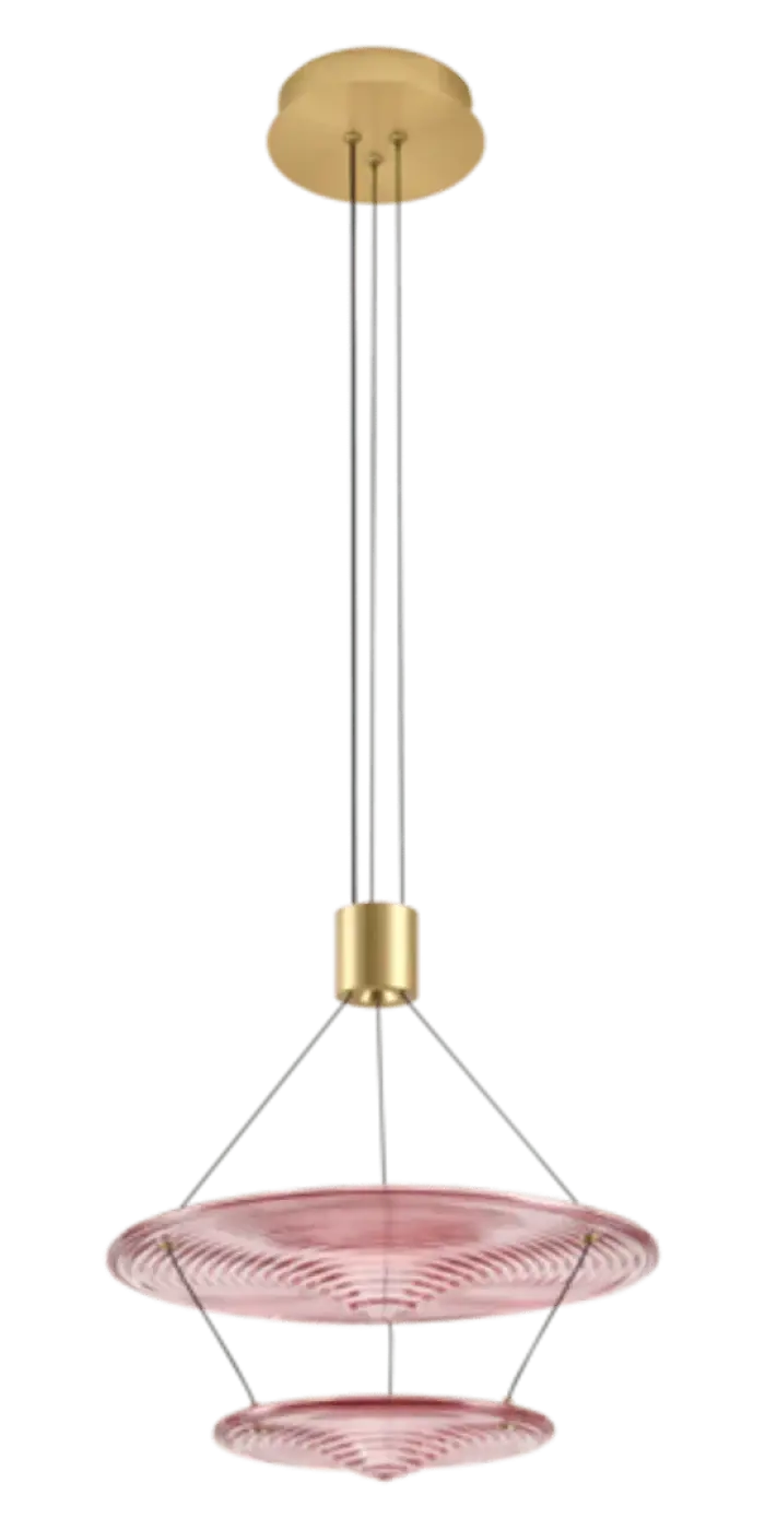 Suspension LED goutte d'eau en verre soufflé, 38 cm, 930 lumens, rose