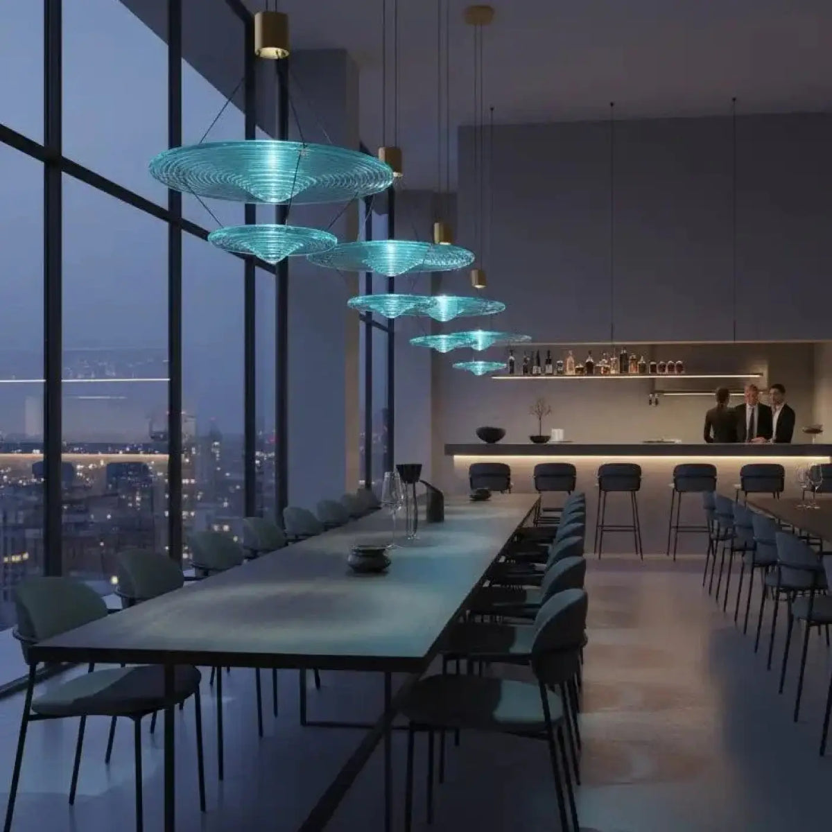 Suspension LED goutte d'eau en verre soufflé, 38 cm, 930 lumens