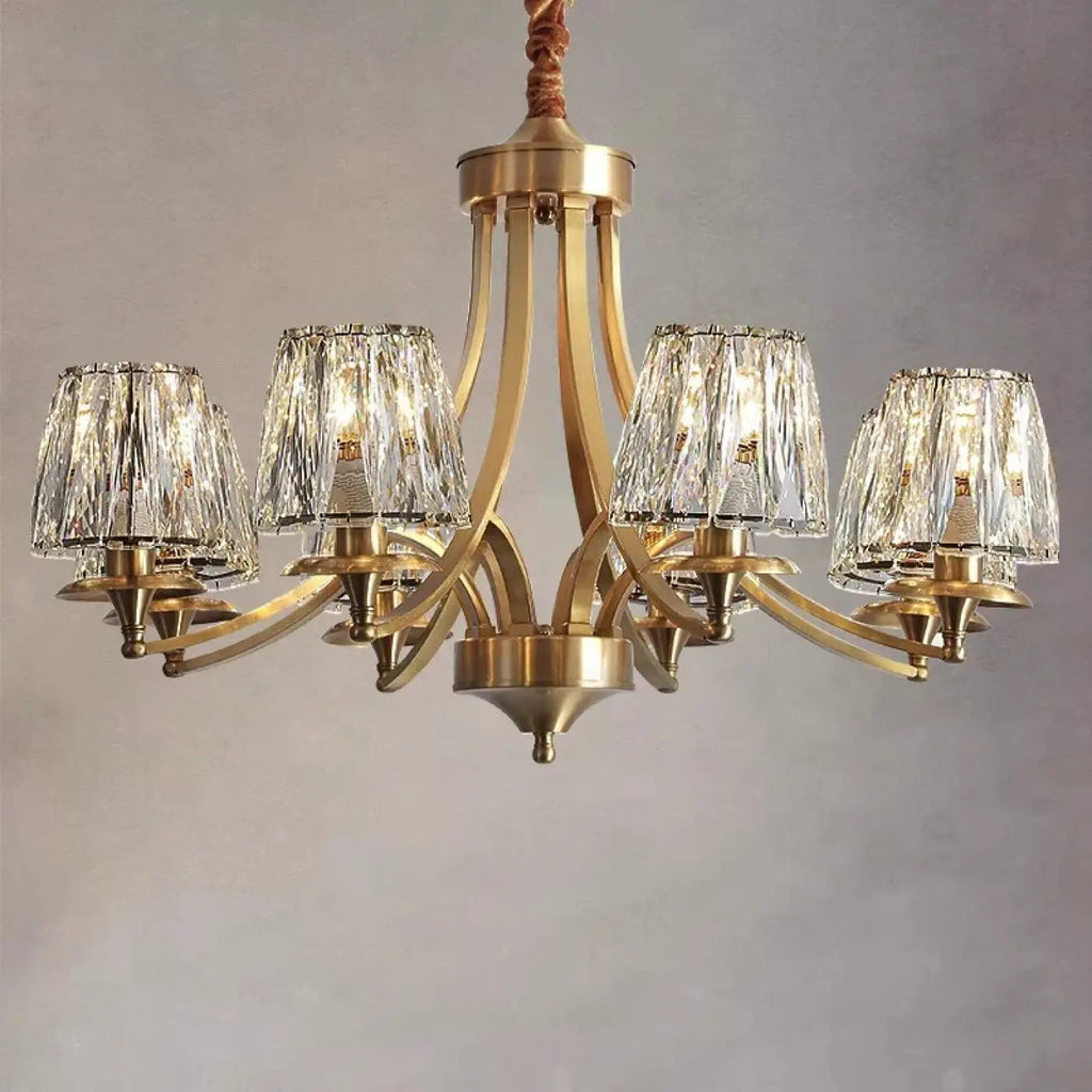 Suspension en verre et laiton pour salon moderne