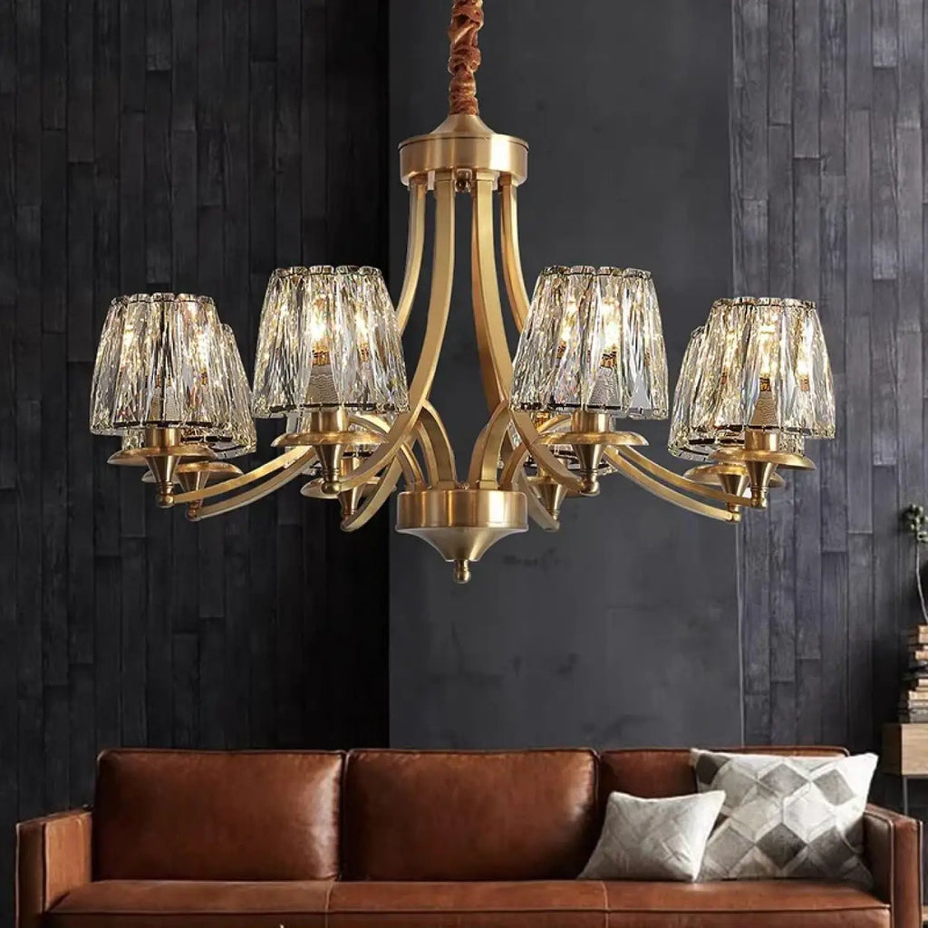 Suspension en verre et laiton pour salon moderne