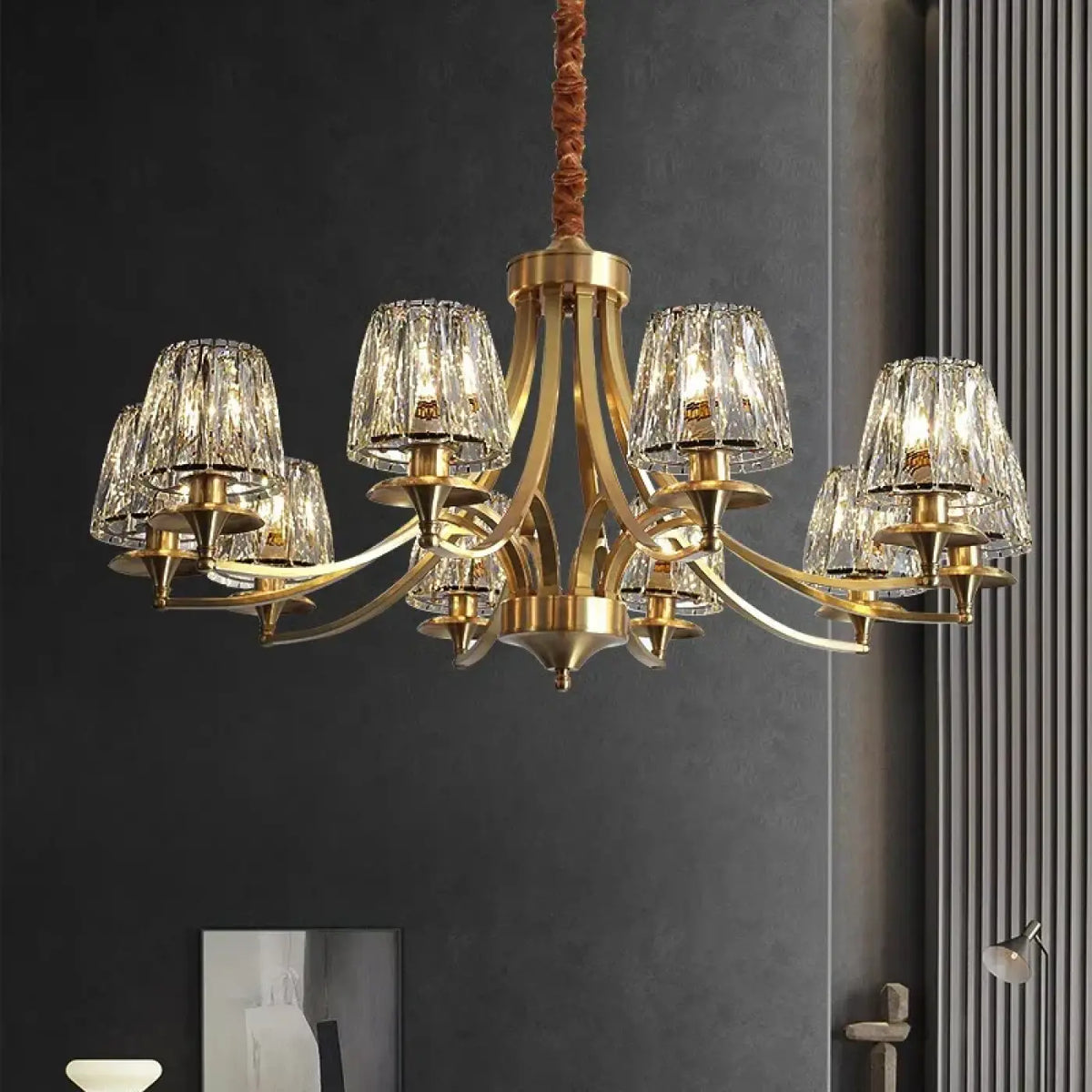 Suspension en verre et laiton pour salon moderne