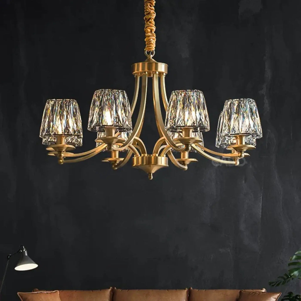 Suspension en verre et laiton pour salon moderne