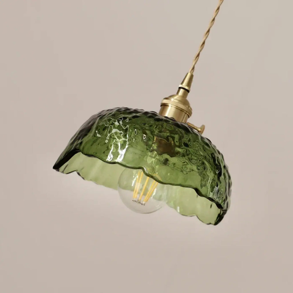 Suspension en verre martelé rétro, vert ou transparent