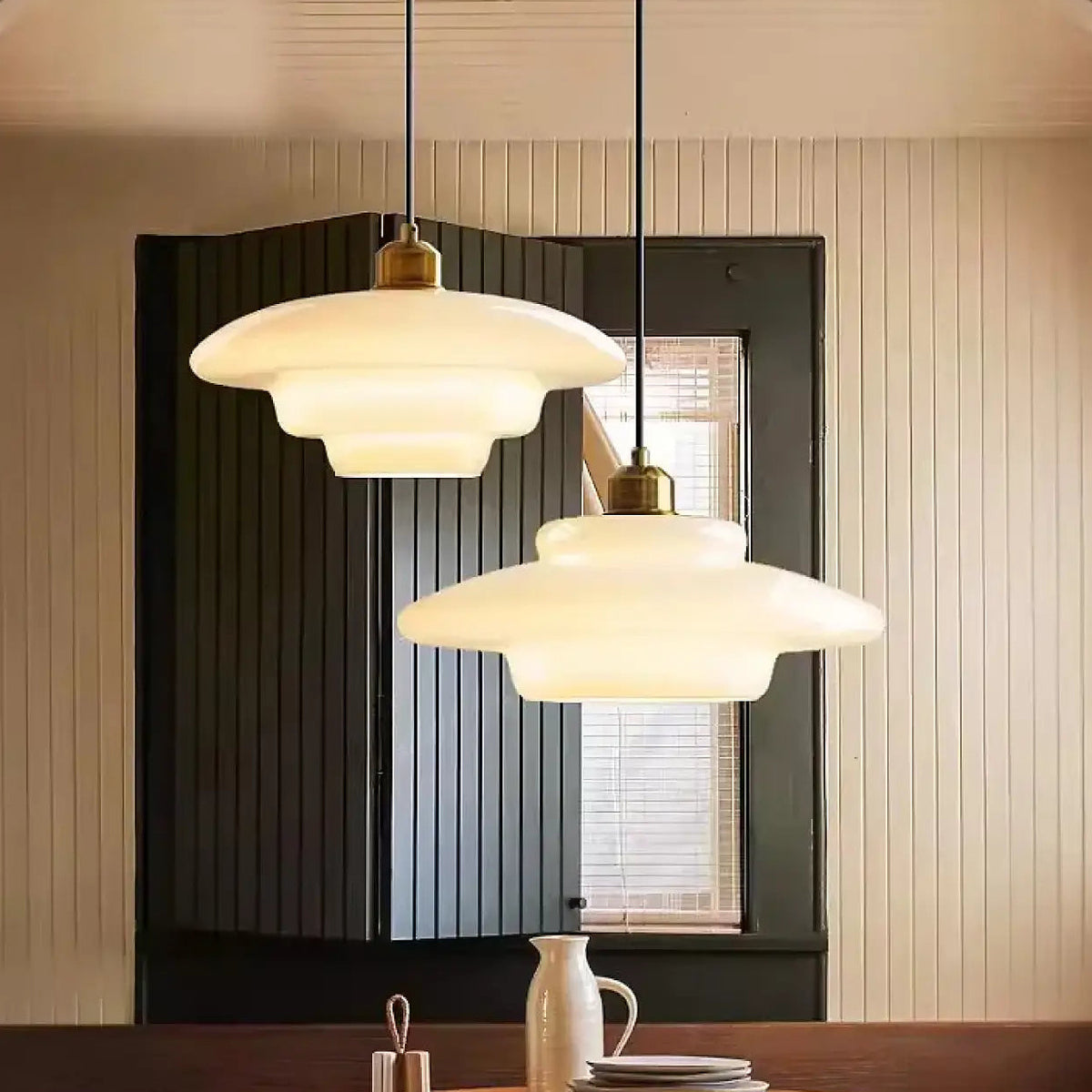 Suspension en verre opalin à étages, style scandinave, 3 modèles
