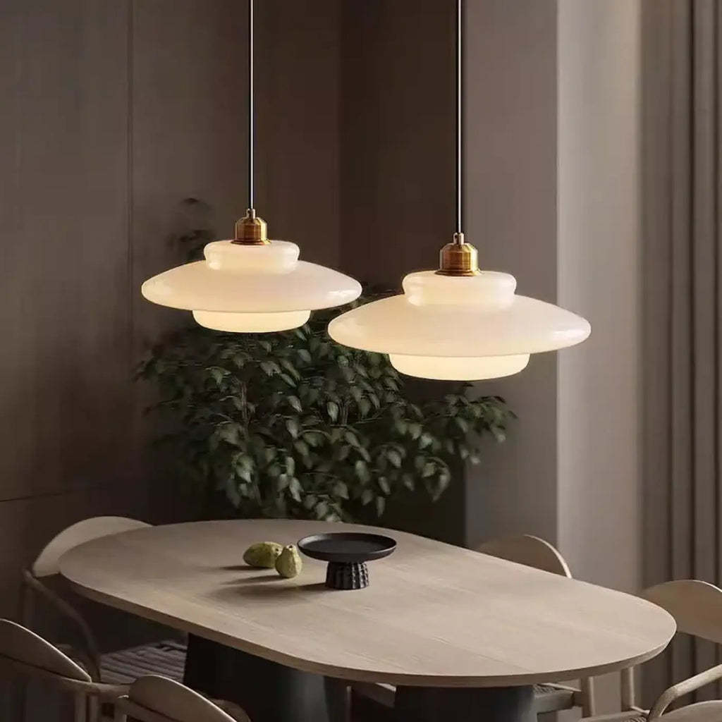 Suspension en verre opalin à étages, style scandinave, 3 modèles