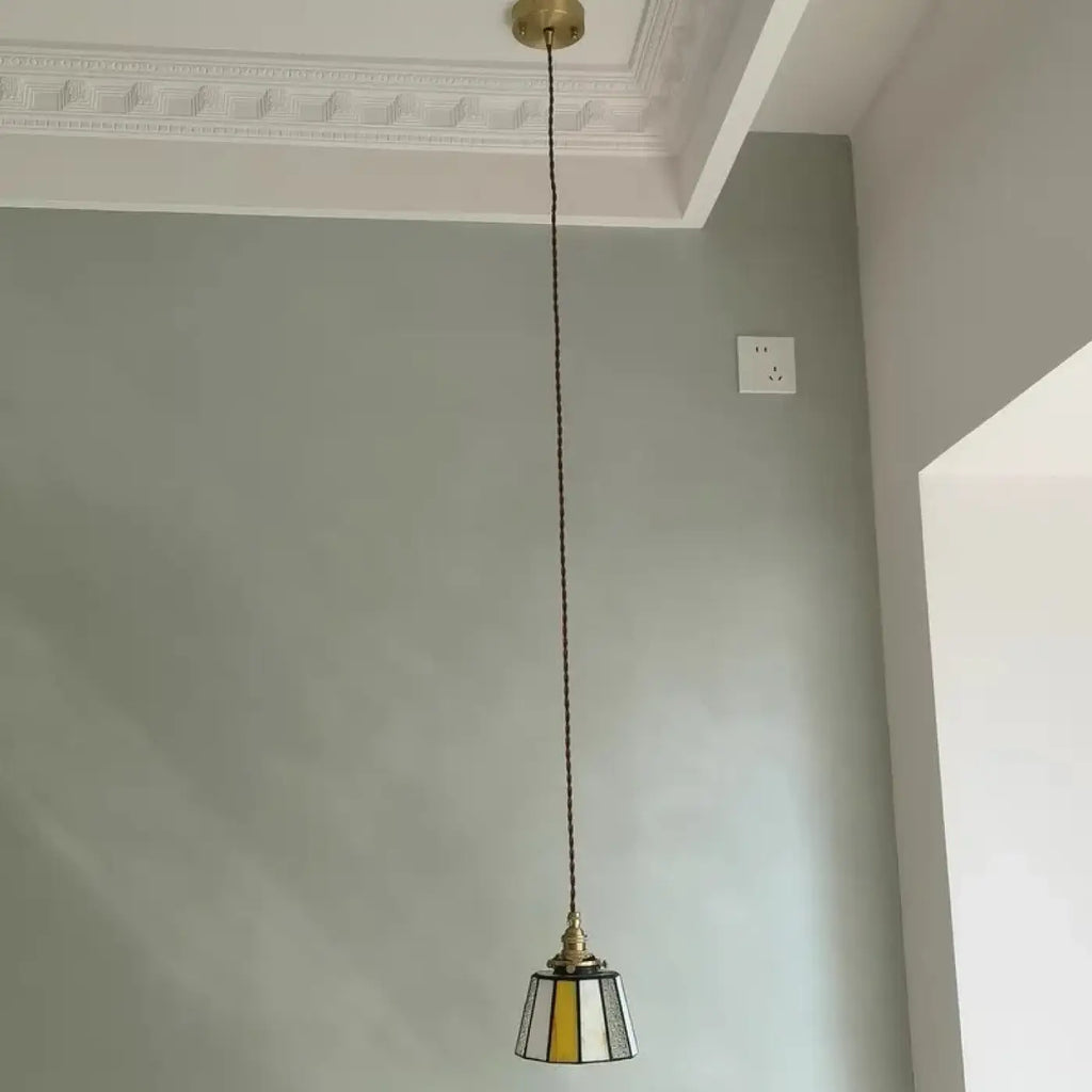 Suspension vintage en verre et cuivre, trois modèles