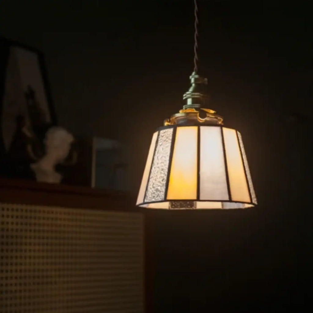 Suspension vintage en verre et cuivre, trois modèles