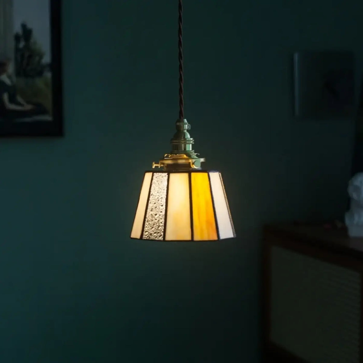 Suspension vintage en verre et cuivre, trois modèles