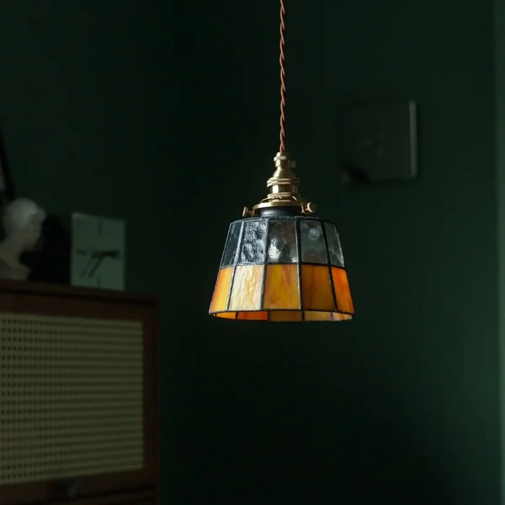 Suspension vintage en verre et cuivre, trois modèles