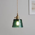 Suspension vintage en verre texturé, vert, orange ou transparent, vert