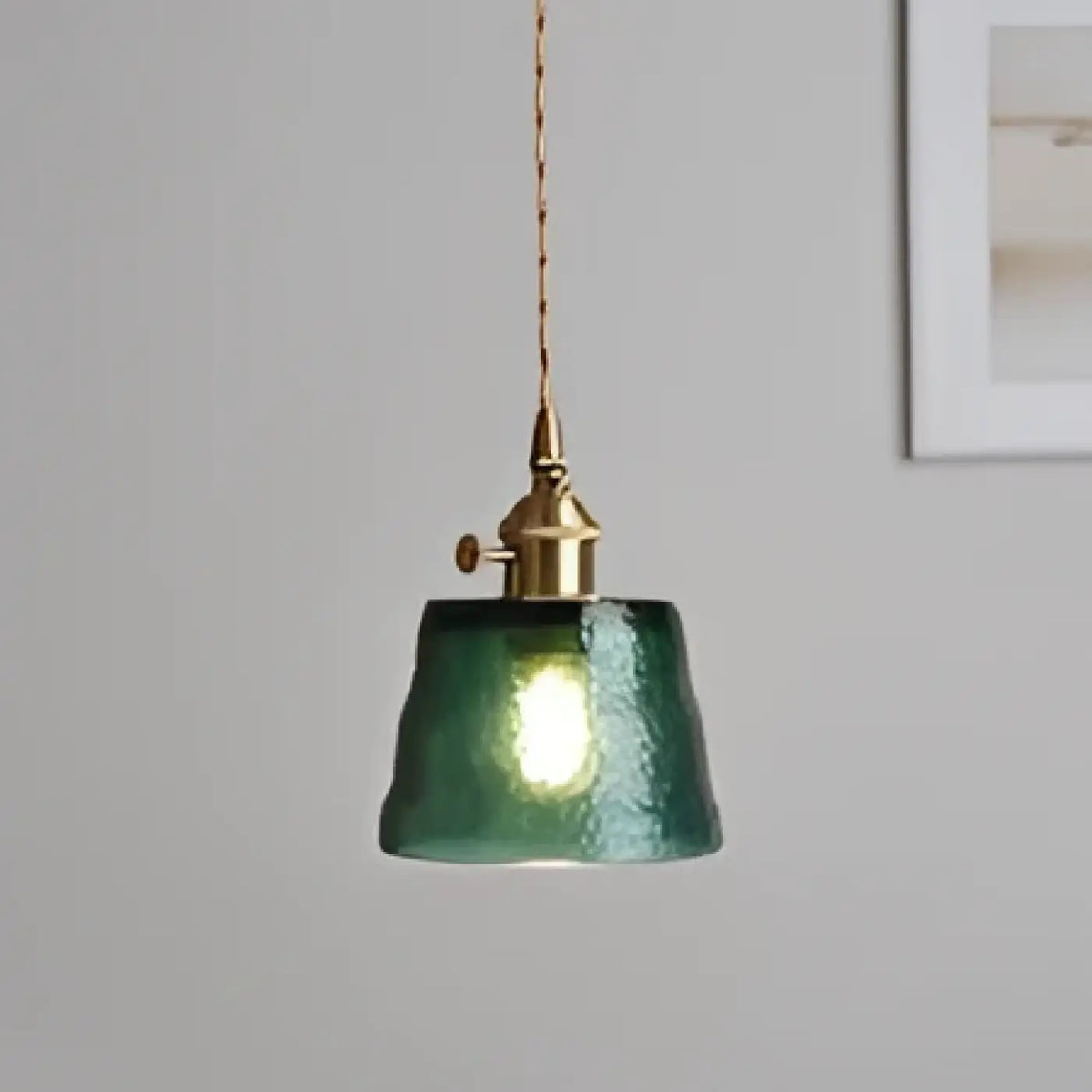 Suspension vintage en verre texturé, vert, orange ou transparent, vert