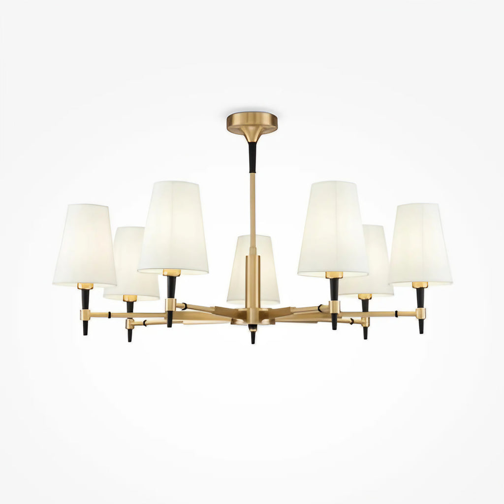 Lustre couronne dorée à abat-jour en tissu, 78 ou 88 cm