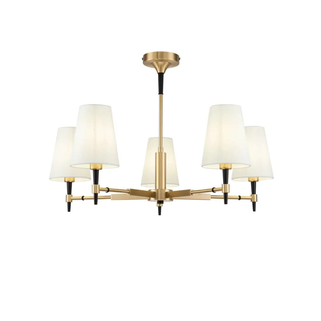 Lustre couronne dorée à abat-jour en tissu, 78 ou 88 cm