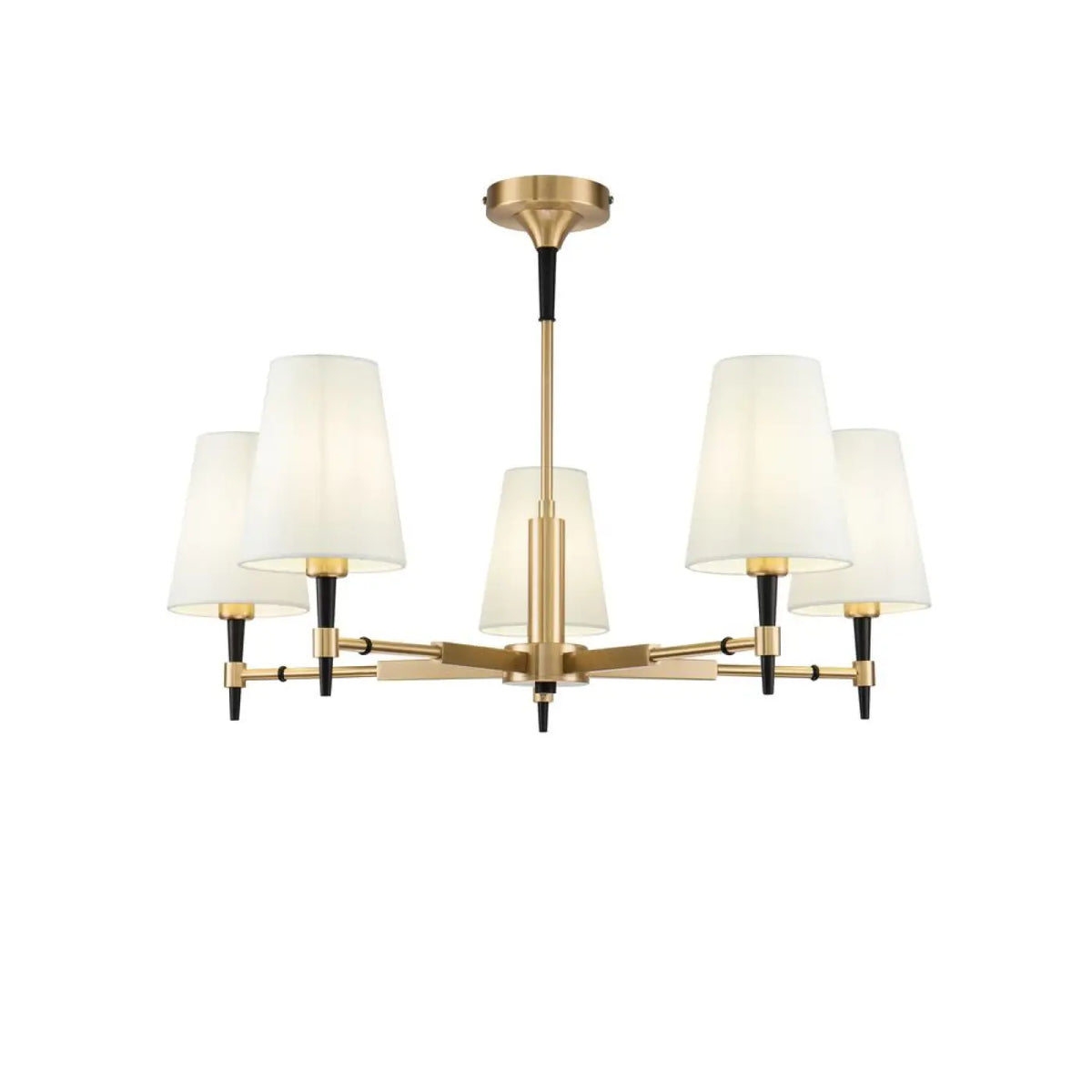 Lustre couronne dorée à abat-jour en tissu, 78 ou 88 cm