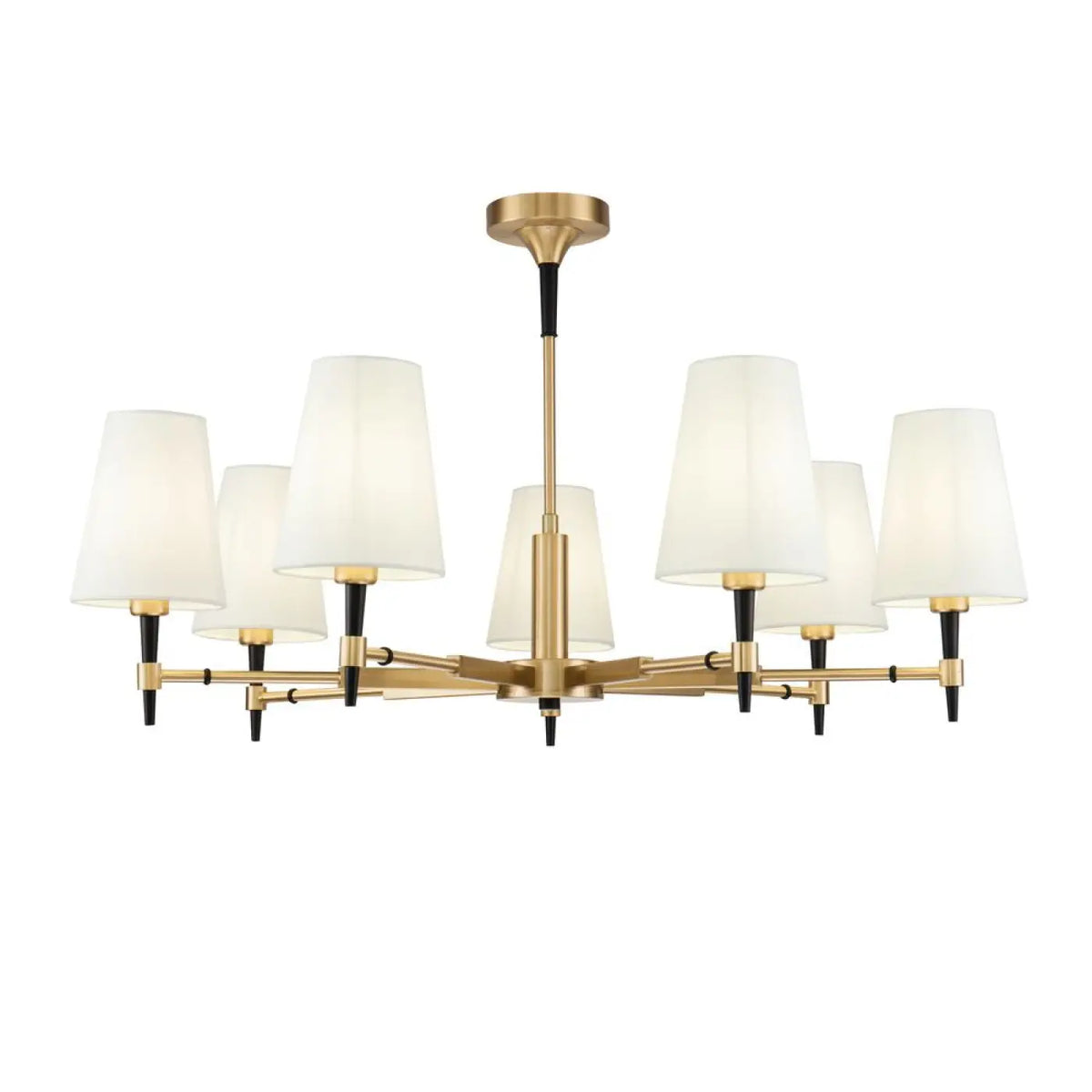 Lustre couronne dorée à abat-jour en tissu, 78 ou 88 cm
