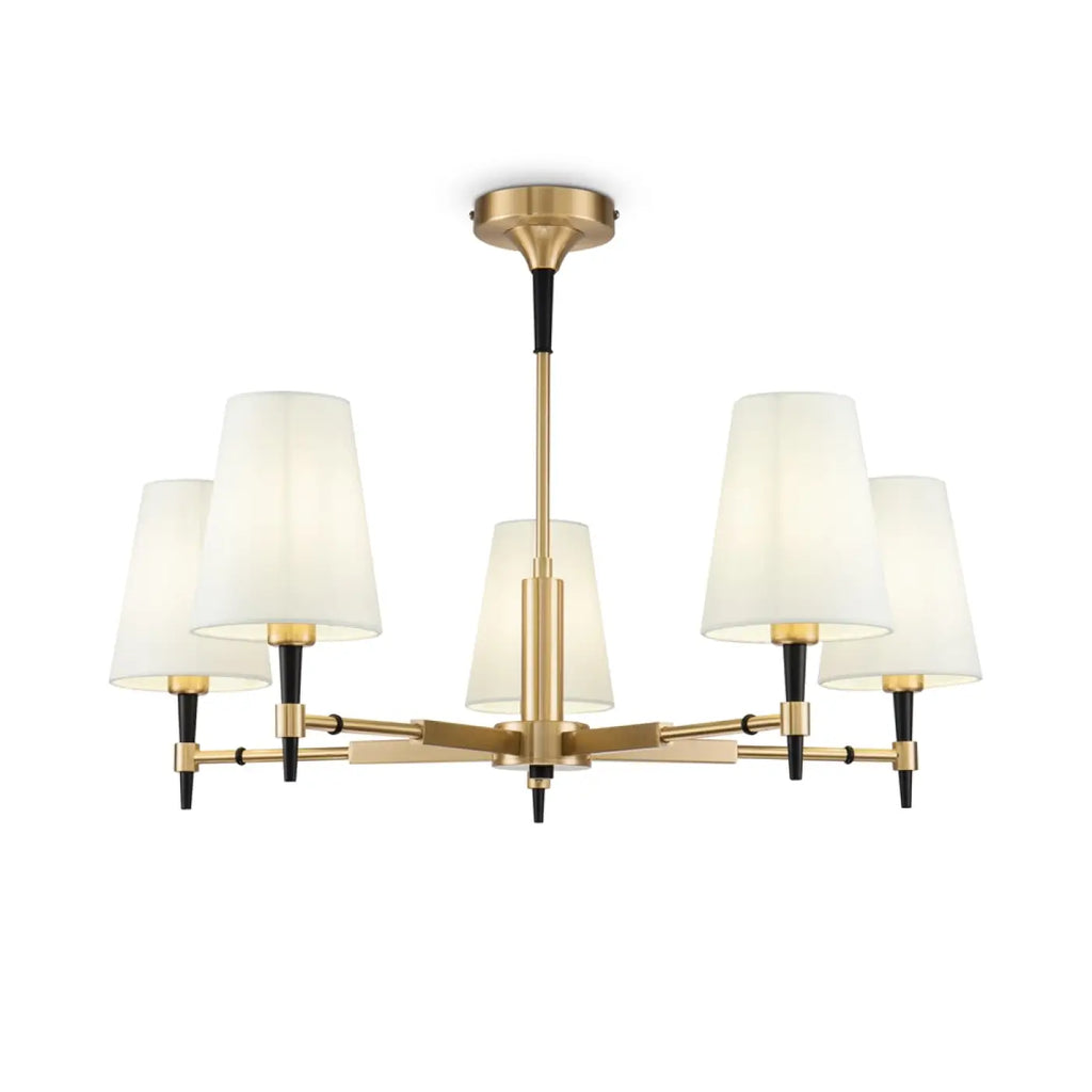 Lustre couronne dorée à abat-jour en tissu, 78 ou 88 cm