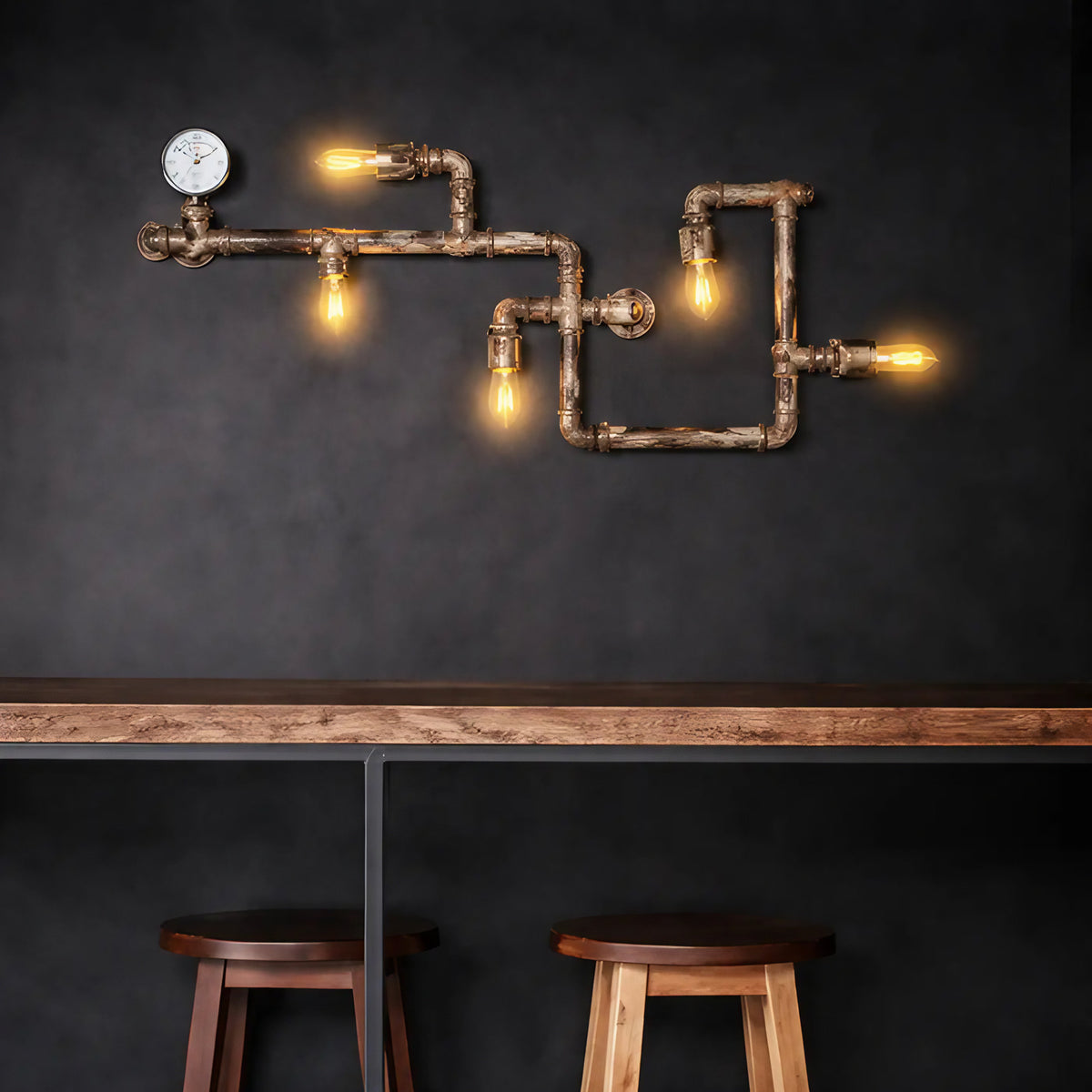 Applique murale robinet au style rétro, marron ou doré