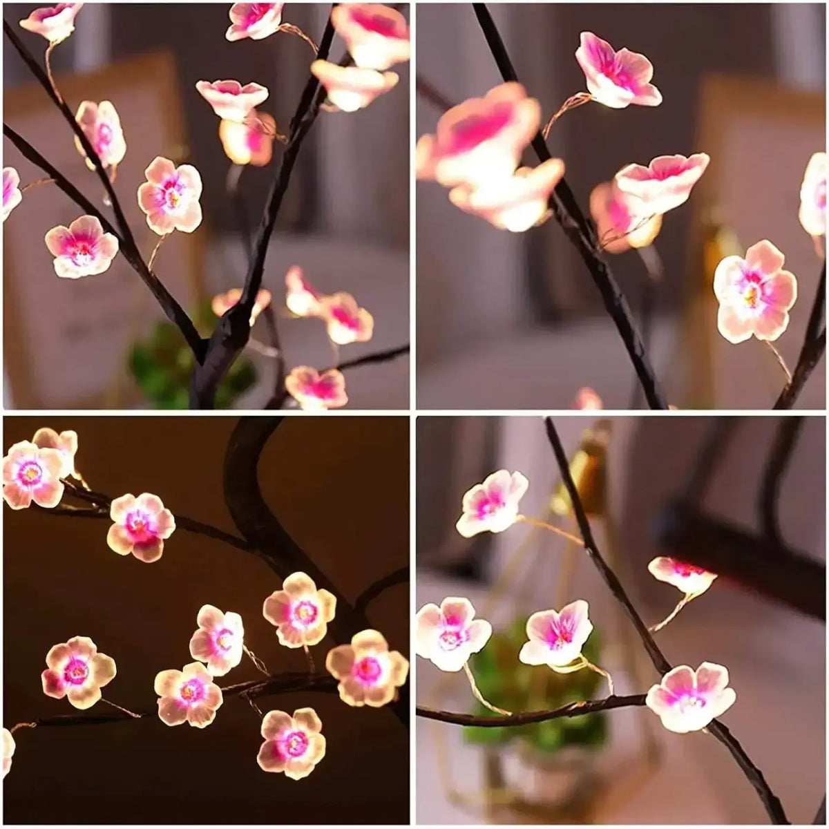 Arbre lumineux à fleurs roses, à poser