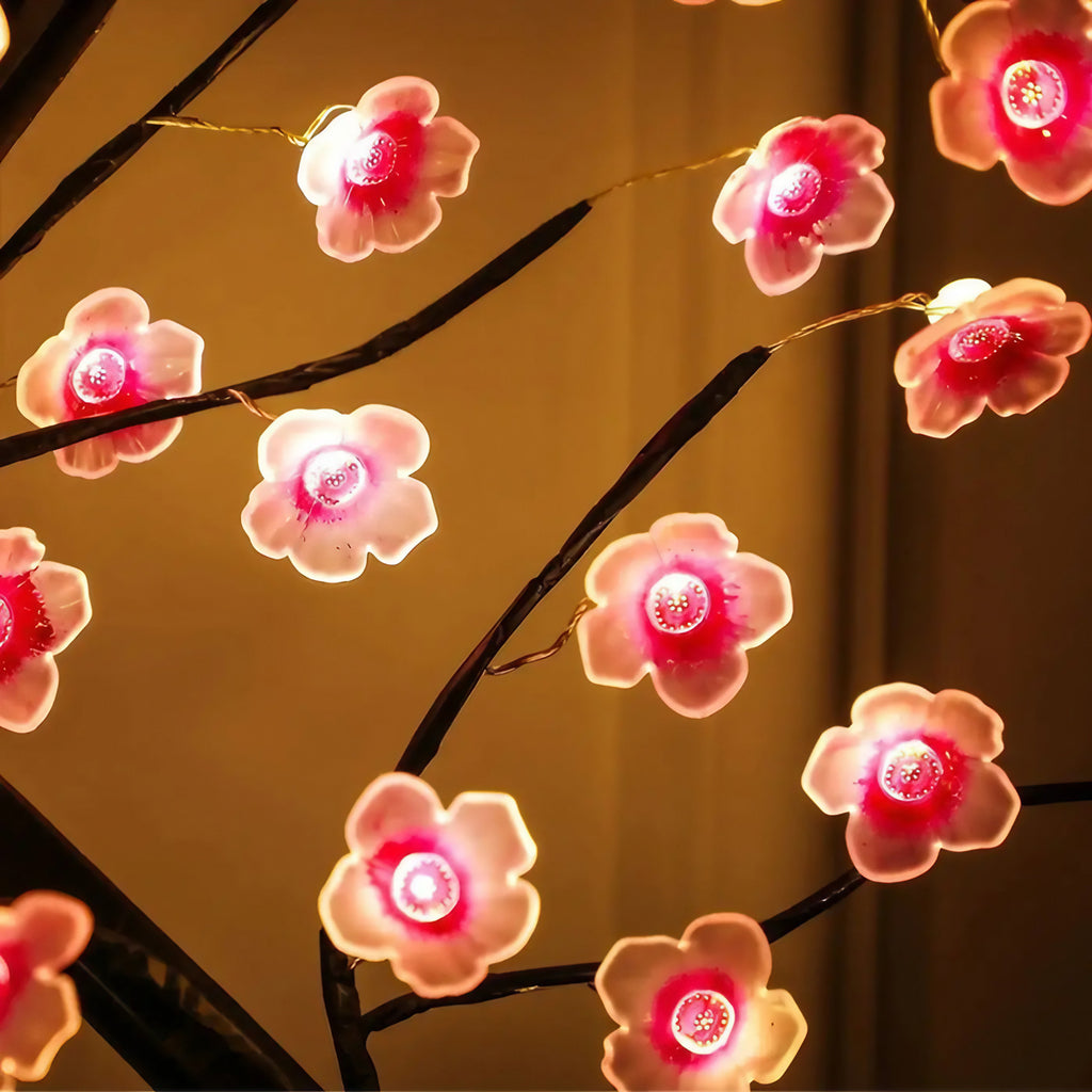 Arbre lumineux à fleurs roses, à poser